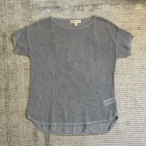 Michael Kors Knit Mesh Silver Metallic Top